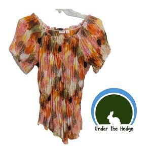 Cato Multi Floral Pleated Chiffon Flare Top XL Fairy boho Y2K Cottage E2